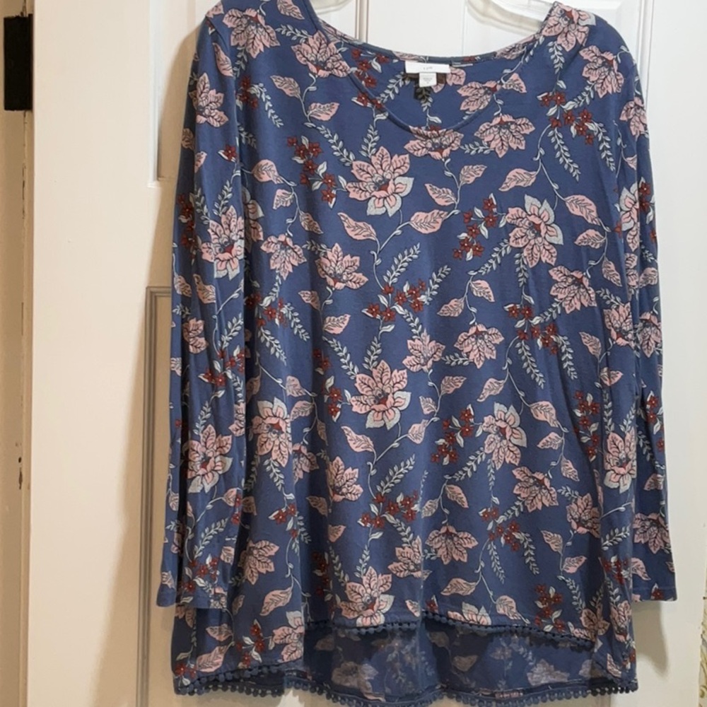 J Jill Knit Top in a Lovely Blue Floral Print
